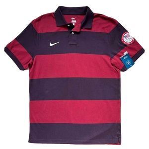 Mens Nike NWT USA Olympic Team Red and Black Striped Polo Shirt Size Large